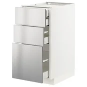 METOD / MAXIMERA Pod.orm.3front/2dnj/1srd/1vis.fiok, bela/Varsta nerdajuci celik, 40x60 cm