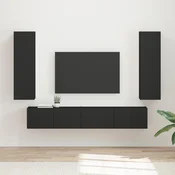 Set TV komoda Zidne 3 pcs Crna Konstruirano drvo