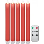 GOOBAY Set of 5 Red LED Real Wax Rod Candles incl. Remote Control