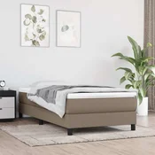 Greatstore Box spring postelja z vzmetnico taupe 90x190 cm blago