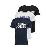 JACK & JONES Majica, bijela / crna / mornarsko plava
