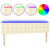 Vidaxl LED posteljno vzglavje krem 180x5x78/88 cm umetno usnje