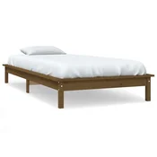 Vidaxl Posteljni okvir medeno rjav 90x190 cm trdna borovina