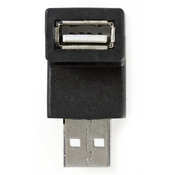 NEDIS USB 2.0 adapter/ USB-A priključek - USB-A vtičnica/ 480 Mbps/ okrogel/ ponikljan/ PVC/ črn/
