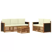 Set vanjskih sofa 6 kom. Prirodna i krem Cvrsto drvo akacije