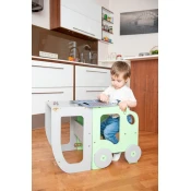 Furnitura 2v1 MONTESSORI STOLČEK POMAGALČEK-MOTIV AVTO (več barv)-Siva