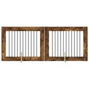 Vidaxl Vrata za pse z stojali 2 szt. Dimljen hrast 100 x 80 cm