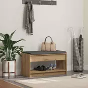 vidaXL Haldna klop z blazino s polico Obrtni Hrast 83 x 38 x 45 cm