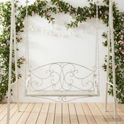 vidaXL Gugalna klop Jeklo 110 x 52,5 x 47 cm Antik bela