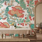 shumee Foto tapeta - Etnična vegetacija - rastlinski motiv z barvitimi cvetličnimi ornamenti