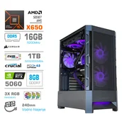 MEGA Računalnik MEGA MT S8 R5-9600X/RTX5060/16GB-DDR5/1TB/750W/Brez OS/črna RGB + Estetski napajalni kabli [Vijolična/Črna], (5000264689)