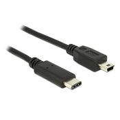 DELOCK USB 2.0 priključni kabel  [1x USB 2.0 vtič Mini-B - 1x USB-C™ vtič]  1 m, črn