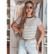 T-shirt damskie basic w paski LINESS biały Dstreet