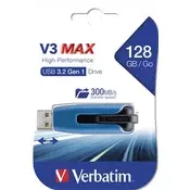 VERBATIM USB flash pogon, 128 GB, USB 3.0, 175/80 MB/s, V3 MAX, plavo-crni 49808