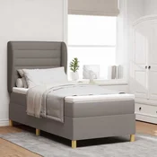 Postelja z vzmetnico z vzglavjem Taupe 200 x 90 cm blago
