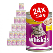 Whiskas 1+ pločevinke 24 x 400 g - Z lososom v želeju