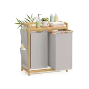 Songmics Košara za perilo 3 predelki 63x33x78 cm siva