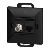 Jedna uticnica tip F + Jedna uticnica tel-komp. RJ-45 Cat6 Perla, TV/F+RJ45/P, crna
