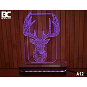 Black Cut 3D Lampa sa 9 razlicitih boja i daljinskim upravljacem - Jelen ( A12 )