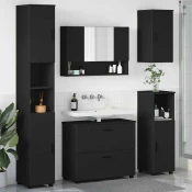 vidaXL Komplet pohištva za kopalnico 5 pcs Črna 30 x 35 x 192 cm
