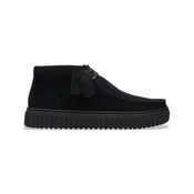 Clarks za moške. 26173664 Torhill Hi Usnjeni čevlji črni (11), Črna, Ravna stran, Čipke, Priložnostno