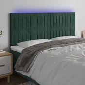 LED uzglavlje tamnozeleno 200x5x118/128 cm baršunasto
