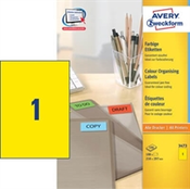 Avery Zweckform etikete 3473, 210 x 297 mm, rumene, 100 etiket/zavitek