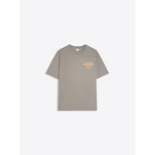 Bershka Majica PARADISE CLUB  dimno-siva / pastelno oranžna