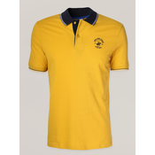 Moška polo majica rumene barve s temno modrim ovratnikom 16926
