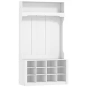 Homestar Viseča obešalna stena za hodnik z klopjo in predali za čevlje 100x35x1722 cm bela