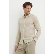 Lanena košulja Pepe Jeans PAYTTON boja: bež, regular, s klasicnim ovratnikom, PM308523