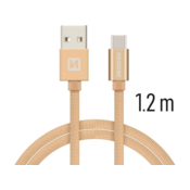 Swissten Textile Data Cable USB/USB-C 1.2m Braided 3A Gold 71521204