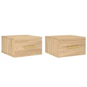 Vidaxl Stenska nočna omarica 2 kosa sonoma hrast 35x35x20 cm