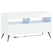 vidaXL LED TV omarica Bela visok sijaj Inženirski les