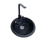 SanDonna Sudopera sa slavinom i sifonom Lena mat, Elegance Black slavina, Crni ugradni dozer, Crna