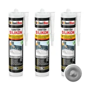 IsolBau Sanitarni silikon siv Sanitär Silikon 3 x 300ml