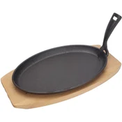 shumee Litoželezni pladenj z lesenim podstavkom in ročajem, grelna plošča, 280 x 140 mm
