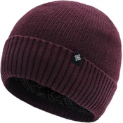 Zimska kapa Beanie, pletena, topla, elastična, mehka, bordo, enotna velikost, s flis podlogo, unisex, za zimske športe in vsakodnevno uporabo, mešanica poliestra in volne, udobje, stil