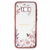 Silikonski ovitek z rožicami za Samsung Galaxy S8 plus - pink