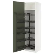METOD Visoki element s izvlacnim fiokama, bela/Axstad sivozelena, 60x60x220 cm