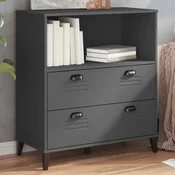 Greatstore Komoda VIKEN antracitno siva 80x40x90 cm trdna borovina