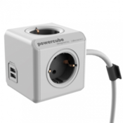 ALLOCACOC PowerCube Extended USB 4xSchuko + dual USB, kabl duž.3m 4 utičnice, 3m, Bela/siva
