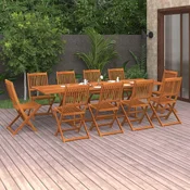 vidaXL Vrtna jedilna garnitura 11-delna 280x90x75cm trden akacijev les