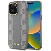 Ovitek DKNY DKHMP14XPCPVSLE iPhone 14 Pro Max 6.7 trda bež zaščita z monogramiranim karo vzorcem usnja MagSafe (DKHMP14XPCPVSLE)