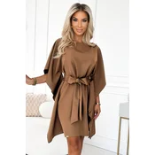 287-39 SOFIA Butterfly dress with a tie waist - cappuccino