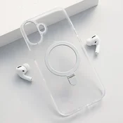 Maska za iPhone 16 Plus Berlia Clear Bracket Magnetic srebrna