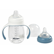 Steklenička bidon za učenje pitja Beaba Learning Cup 2in1 Windy Blue 210 ml s slamico modra od 4 mes