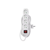 Produžni kabel sa prekidacem, 4 uticnice, 5 m, beli