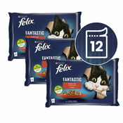 Vrečke FELIX Fantastic okusen izbor hran z govedino in piščancem v želatini 12x85 g