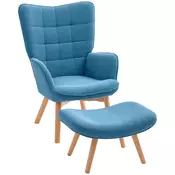 Homestar Fotelj z otomansko 72x80x101 cm modra